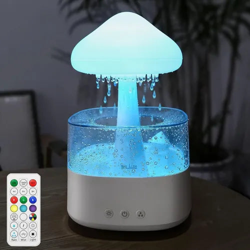 Umidificador Difusor De Aroma De design Nuvem e Chuva 7 Cores Luz Noturna Doméstica.